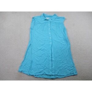 Westbound Womens Dress Large Blue Button Up Collared Stretch Sleeveless Casual